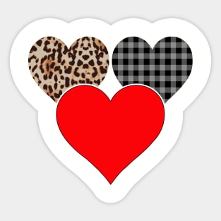 Women's Striped Plaid Printed Heart Valentine's Day Sticker